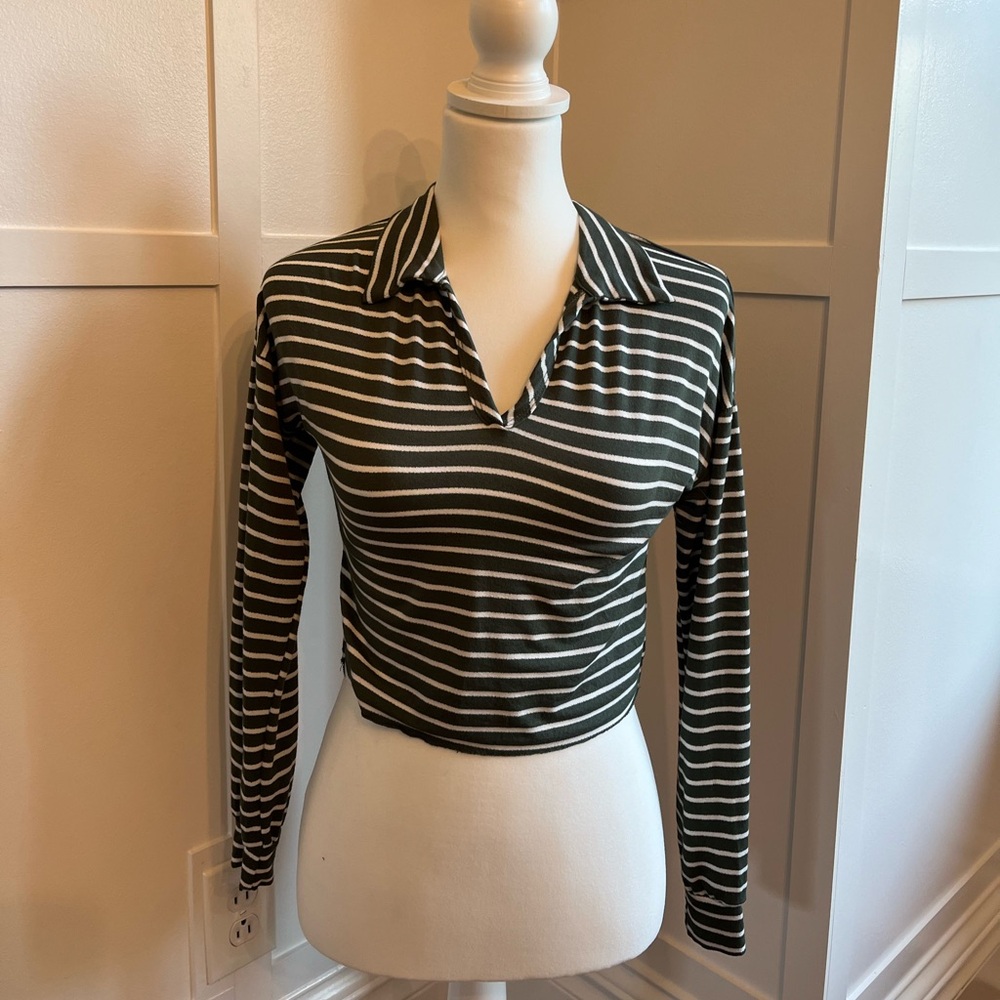 green-striped small shirt